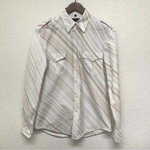 Men’s Ben Sherman Vintage Y2K Tan Striped Button Down Shirt - Medium